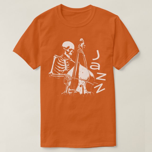 skeleton plays jazz music T-Shirt (Design Front)
