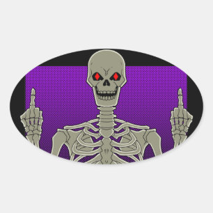 Skeleton Poker Flip Oval Sticker