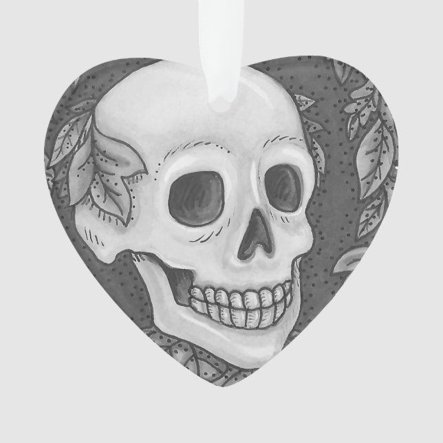 SKELETON PORTRAIT GOTHIC SKULL ORNAMENT Heart (Front)