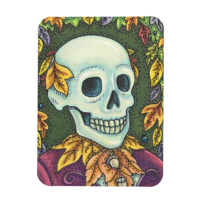 SKELETON PORTRAIT, HALLOWEEN AUTUMN SKULL MAGNET (Vertical)