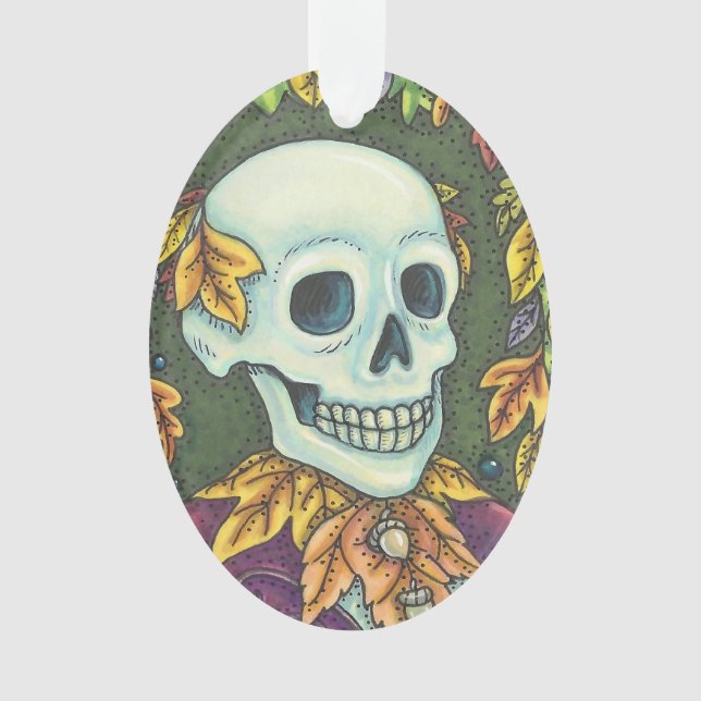 SKELETON PORTRAIT HALLOWEEN SKULL ORNAMENT Oval (Front)