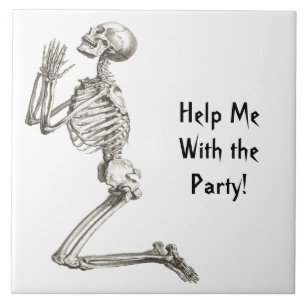 Skeleton Praying Halloween Tile