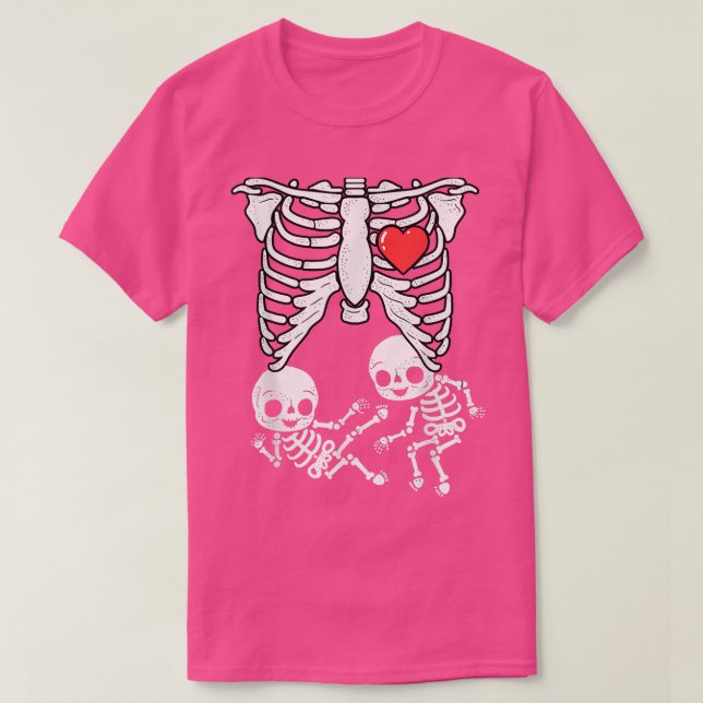 Skeleton Pregnancy Announcement Shirt Boy Twins XR (Design Front)