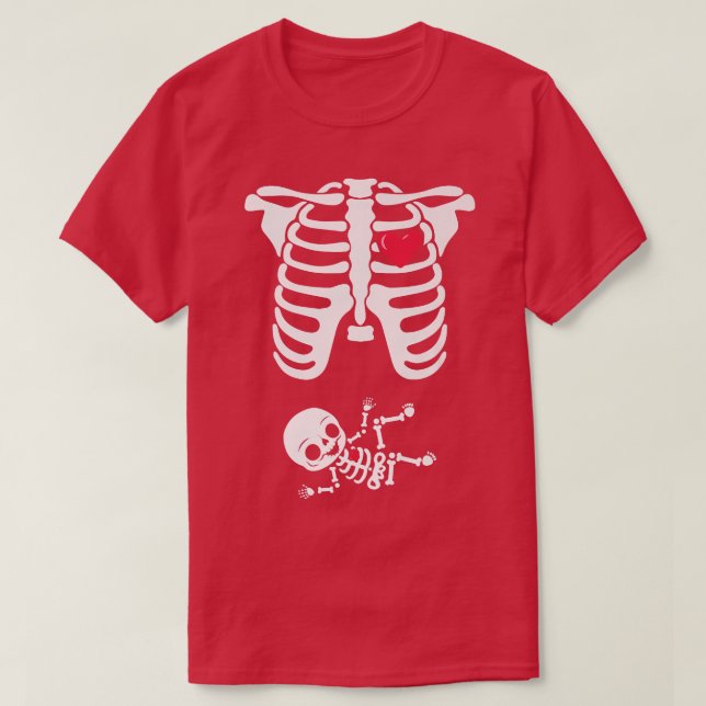 Skeleton Pregnancy Announcement Tee XRay Halloween (Design Front)