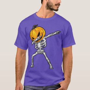 Skeleton Pumpkin Dabbing Halloween Funny Skull Dab T-Shirt