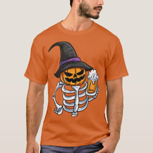 Skeleton Pumpkin Face Jack O'Lantern  T-Shirt