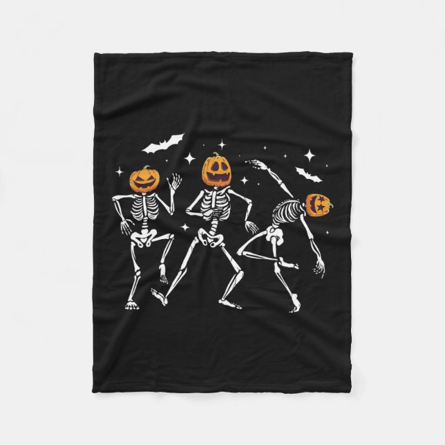 Skeleton Pumpkin Halloween  Fleece Blanket (Front)