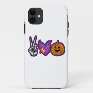 Skeleton Pumpkin Peace Love Halloween Case-Mate iPhone Case