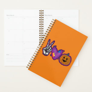 Skeleton Pumpkin Peace Love Halloween Planner