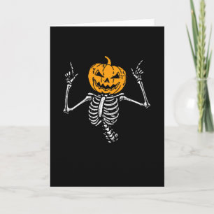Skeleton Pumpkin Rocket Halloween Spooky Men Women Card