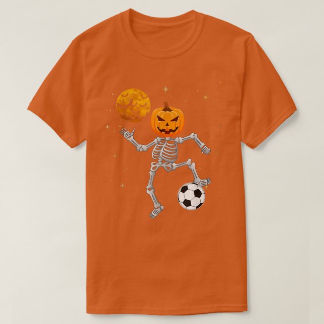 Skeleton Pumpkin Soccer Halloween Boys Girls Kids  T-Shirt (Design Front)