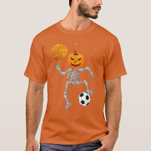 Skeleton Pumpkin Soccer Halloween Boys Girls Kids T-Shirt