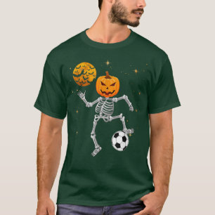 Skeleton Pumpkin Soccer Halloween Boys Girls Kids T-Shirt