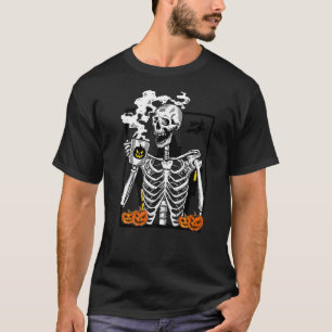 Skeleton Pumpkin Vintage with Smiling Skull drinki T-Shirt