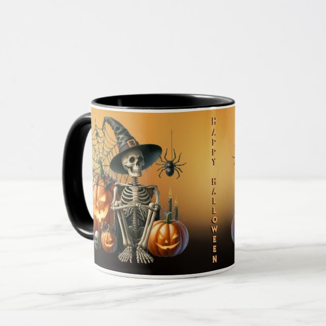 Skeleton Pumpkins Halloween Mug (Front Left)