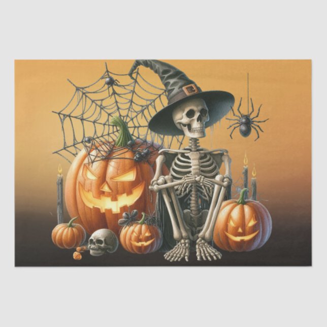 Skeleton Pumpkins Halloween Tissue Paper (Front)