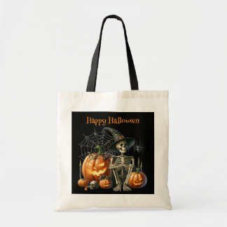 Skeleton Pumpkins Halloween Tote Bag