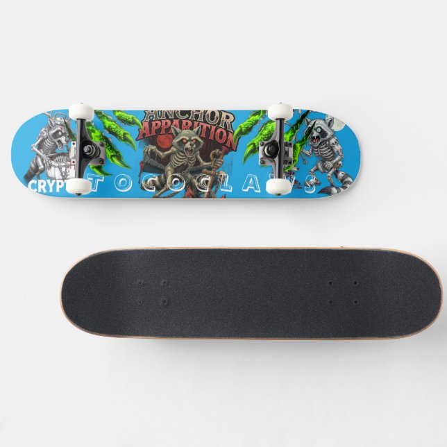 Skeleton Racoon Anchor Apparition | Dark Fantasy  Skateboard (Horz)