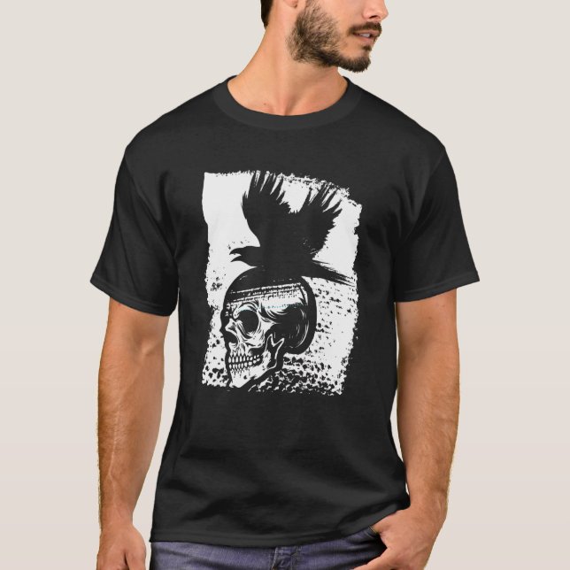 Skeleton Raven Gothic Satanism Occult Horror Devil T-Shirt (Front)