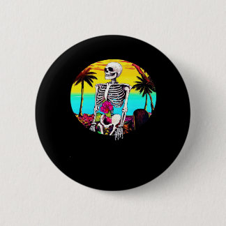 Skeleton Reaching Out From Sunset Beach Classic 6 Cm Round Badge