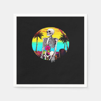 Skeleton Reaching Out From Sunset Beach Classic Napkin