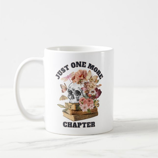 SKELETON READER JUST ONE MORE CHAPTER COFFEE MUG (Left)