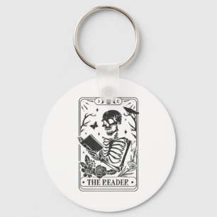 Skeleton Reading Book Lover Funny The Reader Tarot Key Ring