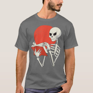 Skeleton Reading Book Sunset Lover Reading Club Li T-Shirt
