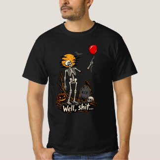Skeleton Red Balloon Funny Halloween 2026 T-Shirt