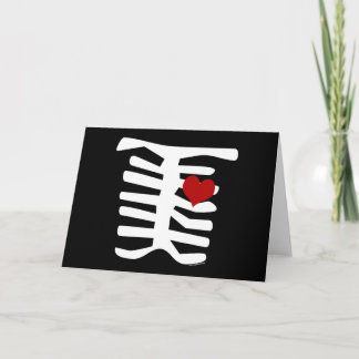 Skeleton Red Heart Card