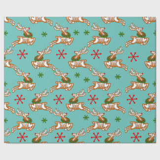 Skeleton Reindeer Gingerbread man  Wrapping Paper