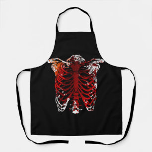 Skeleton Rib Cage Blood Horror Halloween Costume X Apron