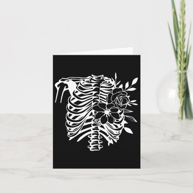 Skeleton Rib Cage Flower Easy Halloween Costume 1  Card (Front)