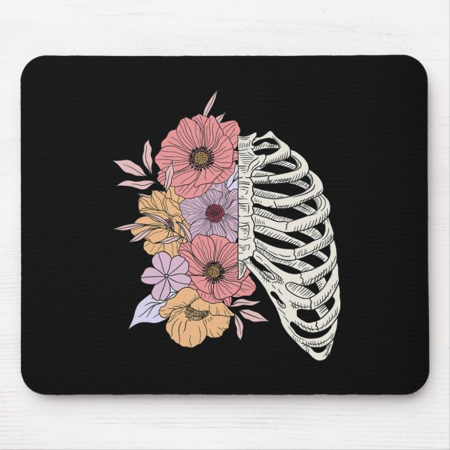Skeleton Rib Cage Flower Easy Halloween Costume  Mouse Pad (Front)