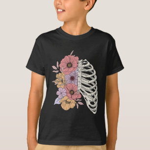 Skeleton Rib Cage Flower Easy Halloween Costume T-Shirt