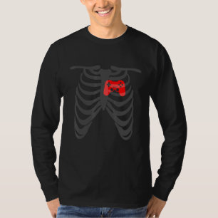 Skeleton Rib Cage Gamepad Heart Cool Gaming Christ T-Shirt