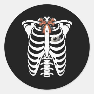 Skeleton Rib Cage Halloween Footbyll Soccer Costum Classic Round Sticker
