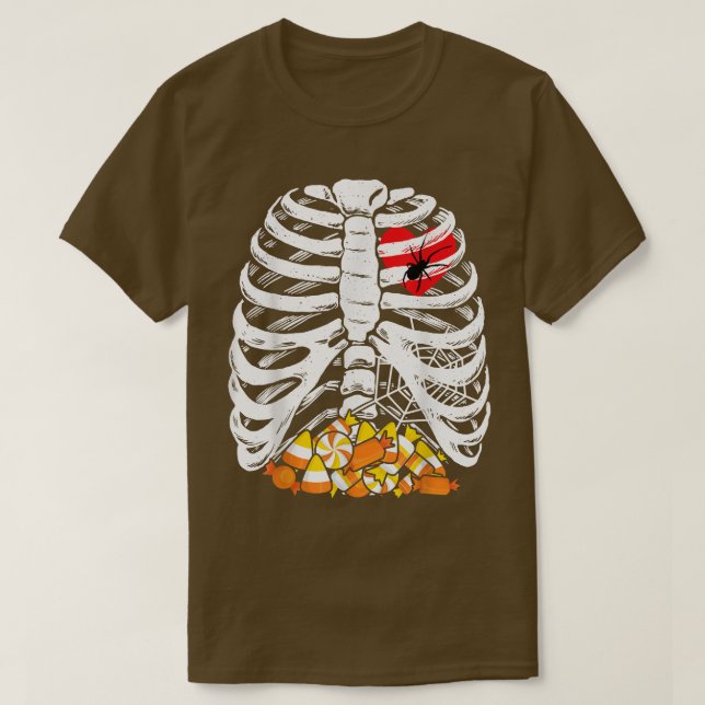 Skeleton Rib Cage Heart Candy Spider XRay Funny Ha T-Shirt (Design Front)