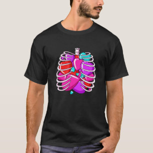 Skeleton Rib Cage Heart Valentines Day Cute Love B T-Shirt