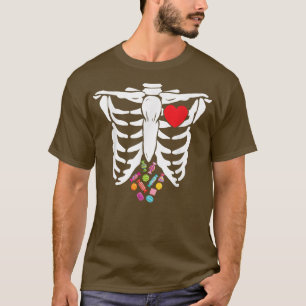 Skeleton Rib Cage Spooky Halloween Candy Trick Or T-Shirt