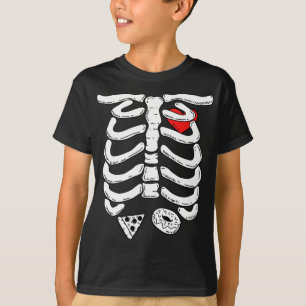 Skeleton Rib Cage With Pizza And Doughnut Hallowee T-Shirt