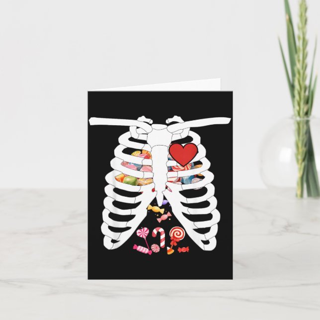 Skeleton Rib Cage X-ray Candy Funny Halloween Card (Front)