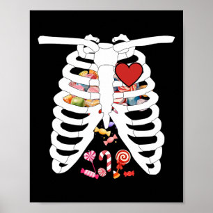 Skeleton Rib Cage X-ray Candy Funny Halloween Cost Poster