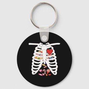 Skeleton Rib Cage X-ray Candy Funny Halloween Key Ring