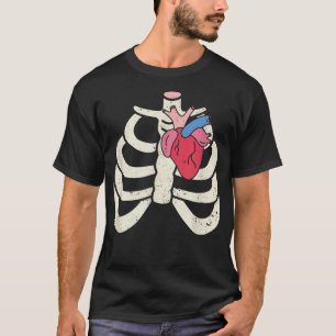 Skeleton Rib Heart Scary Spooky Halloween Funny Sp T-Shirt