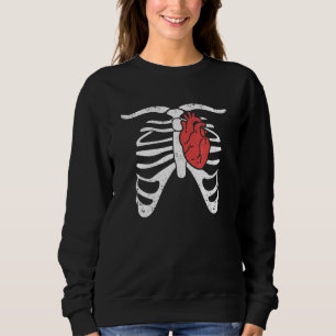 Skeleton Rib Heart Scary Spooky Halloween Spooky Sweatshirt