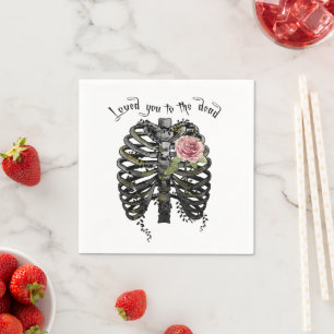 Skeleton Ribcage Love You To The Dead Napkin