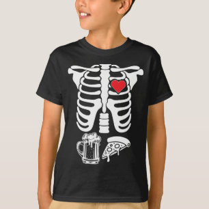 Skeleton Ribcage X-Ray Maternity Pizza Halloween P T-Shirt