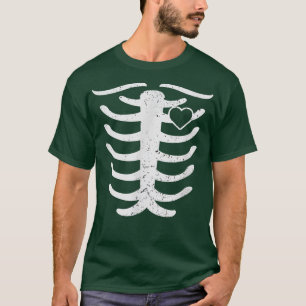 Skeleton Ribs Bones Heart  T-Shirt