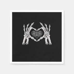 Skeleton Ribs Hand Heart Sign Napkin